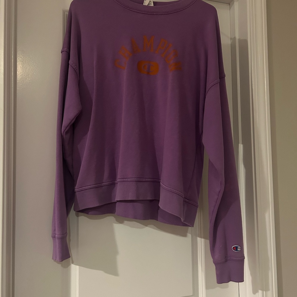 Champion Lavender Sweatshirt with Orange Logo
